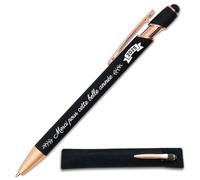 Stylo Merci pour cette belle année 2025 - Idée cadeau fin d'année, collègue, remerciements Secret Santa - Stylo personnalisé 2 en 1 en métal gravé avec étui tissus (Noir)