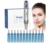 Stylo Microneedling Ultima Dr.Pen M8S d'origine Kit d'outils Professionnels de Soins de la Peau - Cartouches de Stylo Derma électrique Sans Fil 10pcs pour Le Visage, Le Cou, Le Corps