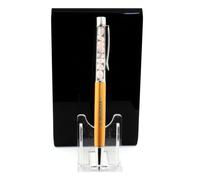 Stylo Minéraux Quartz Rose Du Brésil. Couleur Jaune Doré.
