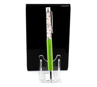 Stylo Minéraux Quartz Rose Du Brésil. Couleur Vert Pomme.