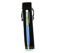 Stylo Minéraux Quartz Rutile Vert Du Brésil. Couleur Bleu.