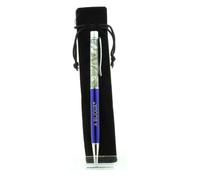 Stylo Minéraux Quartz Rutile Vert Du Brésil. Couleur Bleu Marine.