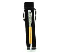 Stylo Minéraux Quartz Rutile Vert Du Brésil. Couleur Jaune Doré.