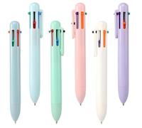 Stylo multicolore, 6pcs 6 en 1 stylo à bille multicolore 0,5 mm Fine point de stylos multicolores rétractables, stylos colorés pour les fournitures de bureau scolaire infirmières infirmières multicol