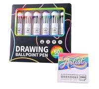 Stylo multicolore, pointe fine 0,8 mm • 60 couleurs avec carnet - papeterie pour bureau, pour enseignants, étudiants, agenda de classe,