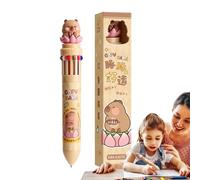 Stylo Multicolore Rétractable - Capybara De Dessin Animé 12 En 1, Encre Colorée À Pointe Fine, Stylo À Bille À Bouton-poussoir | Stylos D'écriture Multi-lisse 0,7 Mm Pour La Prise De Notes Gar