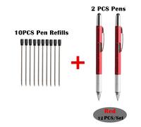 Stylo Multifonction 10 + 2 Pièces/Ensemble,Tournevis,Stylo À Bille,Écran Tactile,Outil Cadeau,Fournitures Scolaires Et De Bureau,Papeterie 6 En 1 - Type 12 Pcs Red Set-Bleu