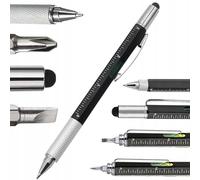 Stylo multifonction 6-en-1 avec 6 fonctions : stylo, niveau, 2 tournevis, règle, pointe tactile | Outil multifonction pour bricolage ou ordinateur | Stylo multifonction professionnel