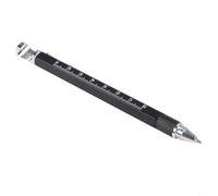 Stylo multifonction en alliage avec pointe à bille, tournevis, ouvre-boîte et niveau, règle à double échelle de 0 à 7,6 cm pour la mesure et l'écriture (noir)