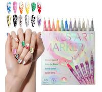 Stylo Ńail Ärt Gŗaffiti Pen - Marqueurs pour Ńail Ärt, Ensemble de 12 Stylos 3D à Pointe Fine pour Vernis à Ongles | Outils de Décoration Manucure DIY pourS Débutants, Idéal Noël, Anniversaire, Salon