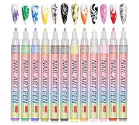 Stylo Nail Art,12 Couleurs 3D Stylo Nail Art Graffiti Pen Stylo Vernis à Ongles DIY Tooli Art Pinceaux Nail Art Nail Art Ongles Deco Ongle Nail Art Kit Manucure pour Halloween Noël