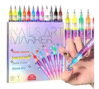 Stylo Nail Art Graffiti Pen, 12 Couleurs 0,5 mm 3D Stylo Vernis à Ongles DIY Manucure Décoration Dotting Pen, Beauté Orner Outils de Manucure pour la Maison le Salon Manucure