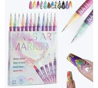 Stylo Nail Art Graffiti Pen,12 Couleurs Stylo Nail Art Ongles 3d Enfant,Stylos Vernis À Ongles Pointes Fines,0,5 mm,DIY Manucure Décoration Dotting Pen,Nail Art Graffiti Pens