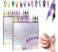 Stylo Nail Art Graffiti Pen,12 Couleurs Stylo Vernis à Ongles 3d Enfant,Nail Art,Stylos Vernis À Ongles Pointes Fines,0,5 mm,Nail Art Graffiti Pens,DIY Manucure Décoration Dotting Pen (24 stylos)