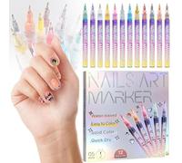 Stylo nail art imperméable pour, ensemble de 12 stylos pour nail art, 2026 nouveaux marqueurs 3D pour ongles en gel, stylos Nai Ar Marker Doodle pour le dessin DIY de nail art (12 Couleurs A)