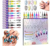 Stylo Nail Art Ongle,Stylo Nail Art 3D Ongles Polish Pen for Children Enfant,12 Couleurs Stylo Nails Arts Graffiti Pen,0,5 Mm,DIY Manucure Décoration Dotting Pen,Nails Arts Graffiti Pens