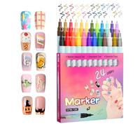 Stylo Nail Arts - 24 Couleurs Et Conseils De Précision 0.5mm | Marqueurs Professionnels Pour Poinçonnage Et Ligne | Pour Débutants, Garçons, Artistes De Salon Et Créatifs Bricolage, Anti-Fumée