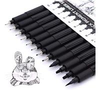 Stylo Noir Pointe Fine,12 Stylos À Encre Fineliner,Feutres Dessin,Stylo Feutre Pour Le Dessin Technique D'illustration D'artiste, 902188
