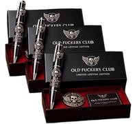 Stylo Old F*ckers Club édition limitée, stylo amusant en métal noir de qualité supérieure avec carte et badge du club F*ckers, stylos en métal de qualité supérieure, pour les vétérans intrépides et