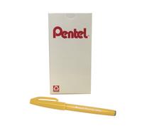 Stylo Pentel Arts Sign Pen Touch Fude, pointe pinceau, encre jaune, bo te de 12 (SES15C-G)