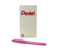Stylo Pentel Arts Sign Pen Touch Fude, pointe pinceau, encre rose, bo te de 12 (SES15C-P)