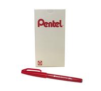 Stylo Pentel Arts Sign Pen Touch Fude, pointe pinceau, encre rouge, bo te de 12 (SES15C-B)