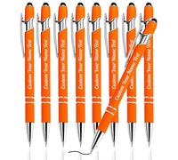 Stylo personnalisé - 12 pièces en vrac, stylos à bille personnalisés avec un nom d'entreprise gravé, un message, un logo, un stylet à encre noire souple avec métal tactile, cadeau d'anniversaire.