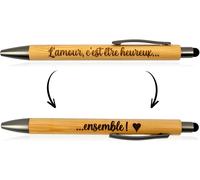 Stylo Personnalisé Amour Couple Recto Verso - Cadeau Pour Couple Saint-Valentin, Mariage Anniversaire - Stylo Homme Femme - Idée Cadeau Stylo En Bois Personnalisé - Stylo Encre Noir