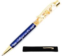 Stylo Personnalisé Collègue En Or, Bleu - Stylo À La Feuille D'or Avec Gravure Laser, Cadeau Personnalisé Super Collègue Et Chic