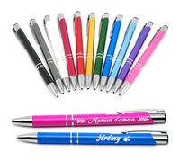 Stylo personnalisé en métal gravé - Texte, icônes et décorations personnalisables, stylo à bille avec étui cadeau prénom, collègue, idée cadreau maitresse fin d'année scolaire