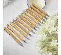 Stylo Personnalisé,Stylo Bille Personnalisé Avec Gravure Prenom Bambou Bois Stylos à Bille Rétractable Noir Personnalisée Cadeau Mariage Pour Invites,homme,femme,Cadeau Fin D'année Scolaire (lot 20)