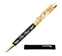 Stylo personnalisé "The Best", Noir - Stylo à la Feuille d'or avec gravure laser, cadeau personnalisé original et chic à offrir avec étui pour meilleur collègue, ami