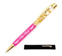 Stylo personnalisé "The Best", Rose - Stylo à la Feuille d'or avec gravure laser, cadeau personnalisé original et chic à offrir avec étui pour meilleur collègue, ami