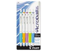 Stylo PILOT Acroball PureWhite 0,7 mm encre noire turquoise/orange/violet/citron vert/bleu 5/paquet (PIL31861)