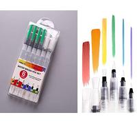 Stylo Pinceau Aquarelle,6 pièces Pinceau à Réserve d'eau Pinceau Aquarelle Pinceau Rechargeable avec réservoir d'eau pour Peinture à l'huile, Peinture Aquarelle