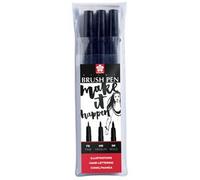 Stylo pinceau PIGMA BRUSH, étui de 3, noir