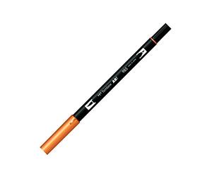 Stylo pinceau Tombow ABT Dual Brush Pen chromé jaune 2 pointes.