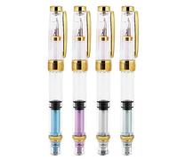 Stylo plume à piston avec piston 4 couleurs Plume transparent à stylo fin Lot de 4 articles pour bureau