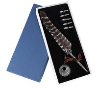 Stylo plume antique Stylo plume Quill Set avec pointe de stylo en alliage pour écrire, dessiner et présenter, comprend un coffret cadeau et un porte-stylo (Style 8+5 pointes + porte-stylo)