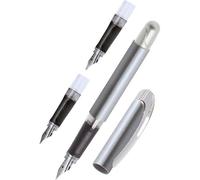 Stylo Plume - Calligraphie - 3 Plumes Différentes - Pour Droitier - Argent Métal - Online - College