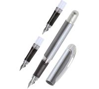 Stylo Plume - Calligraphie - 3 Plumes Différentes - Pour Droitier - Argent Métal - Online - College