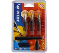 Pilot – Stylo plume de calligraphie Plumix – Plume acier biseautée – Kit 3 corps noir