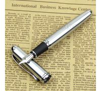 Stylo-Plume De Luxe En Acier Inoxydable, Argent, Moyen 18kgp, Plume D'école, Nom De Bureau, Stylo À Encre, Cadeau De Papeterie