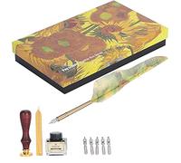 Stylo plume Dip Art Calligraphie Rétro Vintage Kit de boîte cadeau avec outil de tampon de laque (tournesol)