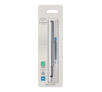 Parker Pens – Stylo plume Vector – acier inoxydable, pointe fine, encre bleue – emballage blister