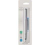 Parker Pens – Stylo plume Vector – acier inoxydable, pointe fine, encre bleue – emballage blister