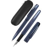 Stylo plume et stylo roller - Rechargeable - Avec étui - Pointe médium - Online - Métal - Bleu nuit