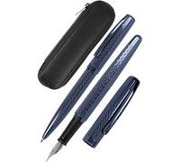 Online Stylo plume et roller Eleganza - Rechargeable, étui, pointe médium - Bleu nuit