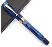 Stylo plume Jinhao Century Tofu 100 18KGP en résine dorée (Bleu Galaxie avec clip doré, plume moyenne)