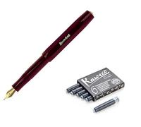 Stylo plume Kaweco Classic Sport Fine Nib + ensemble de 6 cartouches d'encre noires (Bourgogne)